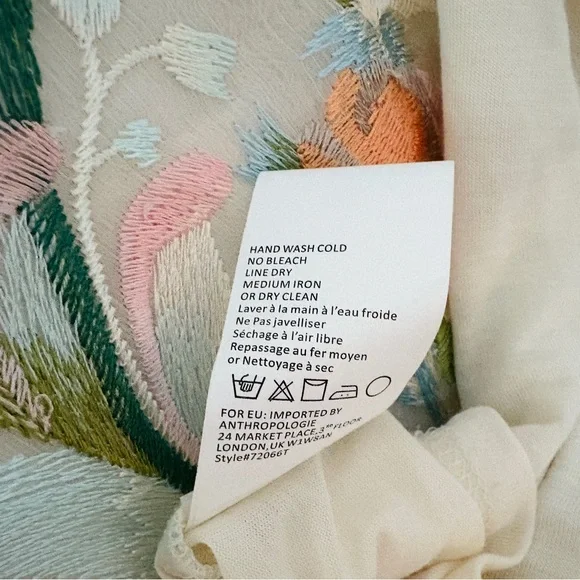 Tiny | Anthropologie Hartford Embroidered Top, Ivory/ Cream, Size XS - Picture 8 of 10